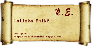 Maliska Enikő névjegykártya